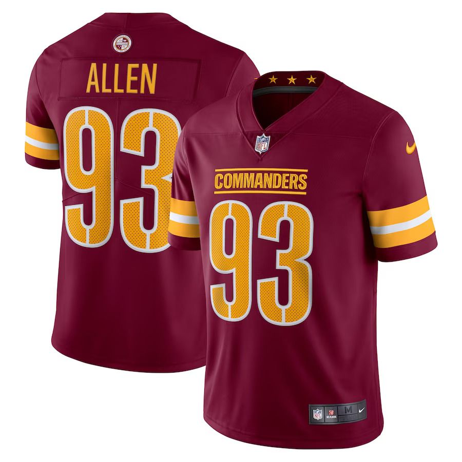 Men Washington Commanders #93 Jonathan Allen Nike Burgundy Vapor Limited NFL Jersey